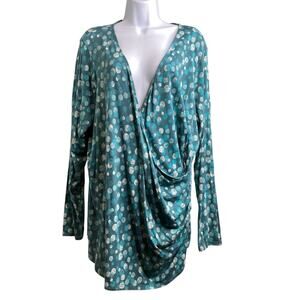 Coldwater Creek Women's Polka Dot Wrap Blouse‎ Size 1X Boho Flowy Draped Trendy